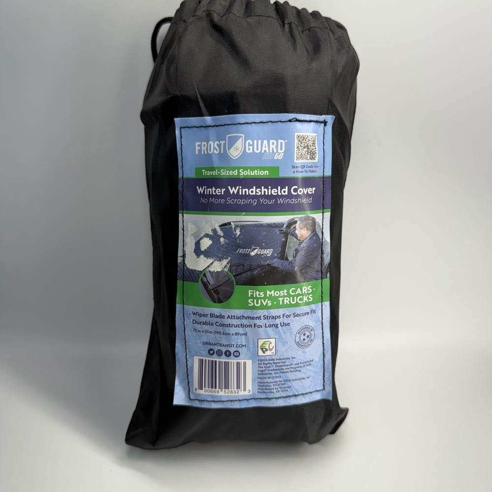 FrostGuard Go Winter Windshield Cover Travel Size Black 75x35 FitsCars SUVsTruck